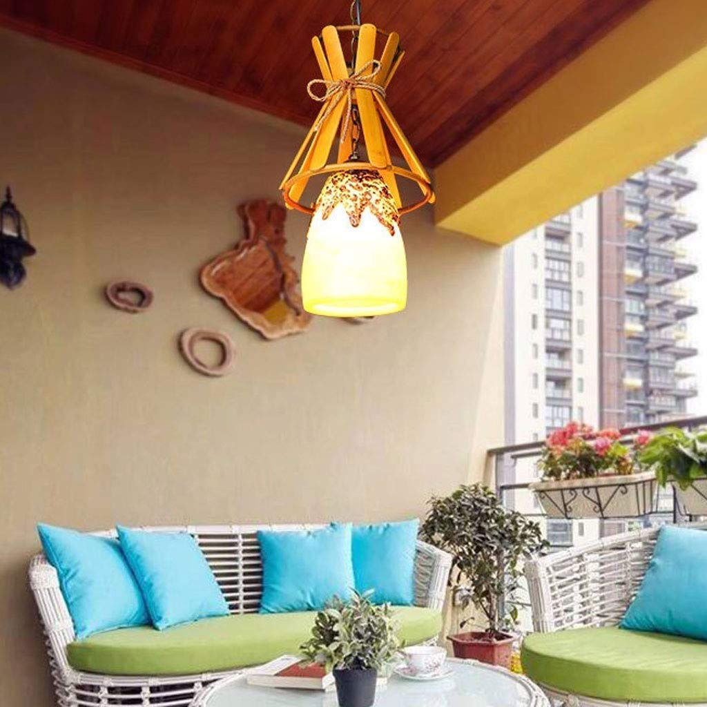 Chandelier de Resina de bambú, Estilo de jardín, araña de bambú Creativa, candelabro de Bar para Restaurante o cafetería