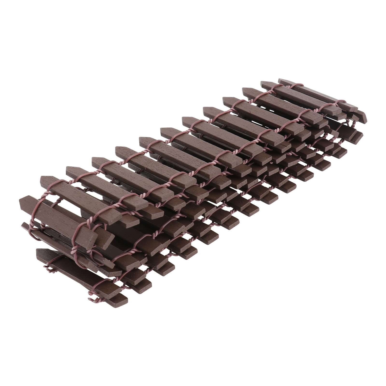 OUNONA Miniature Garden Fence Wooden Picket Fence Border Bonsai Fairy Garden Decoration Ornament (Coffee)