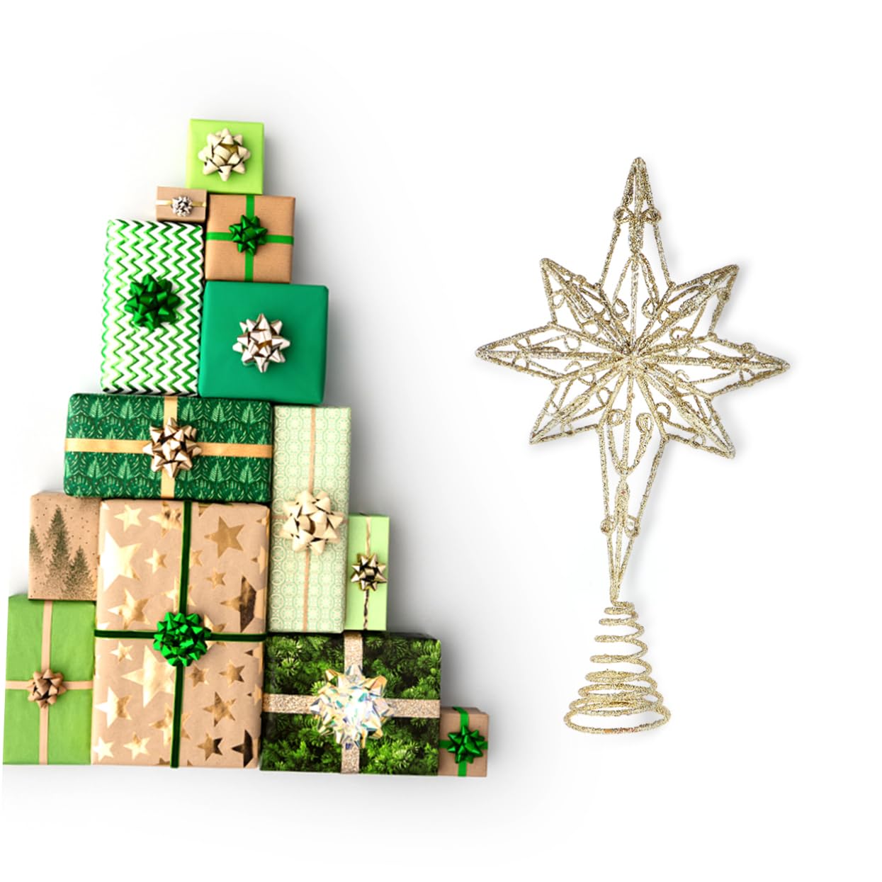 IMIKEYA Lot De 3 Étoiles De Sapin De Noël Anis pour Décoration De Table Facile À Utiliser 16 X 30 Cm sans Lumières