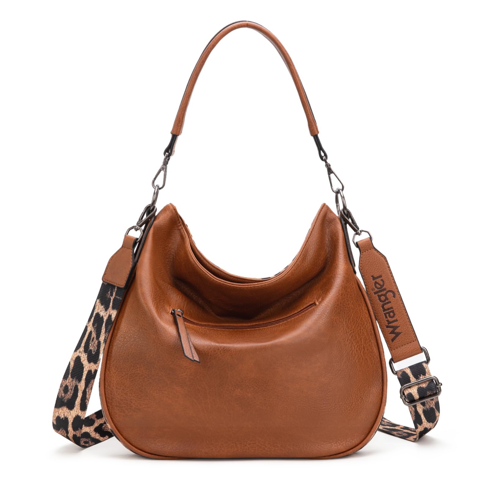 Wrangler Hobo Bags Large Crossbody Bag for Women Shoulder Purse Handbags with Adjustable Strap: Leopard - Brown