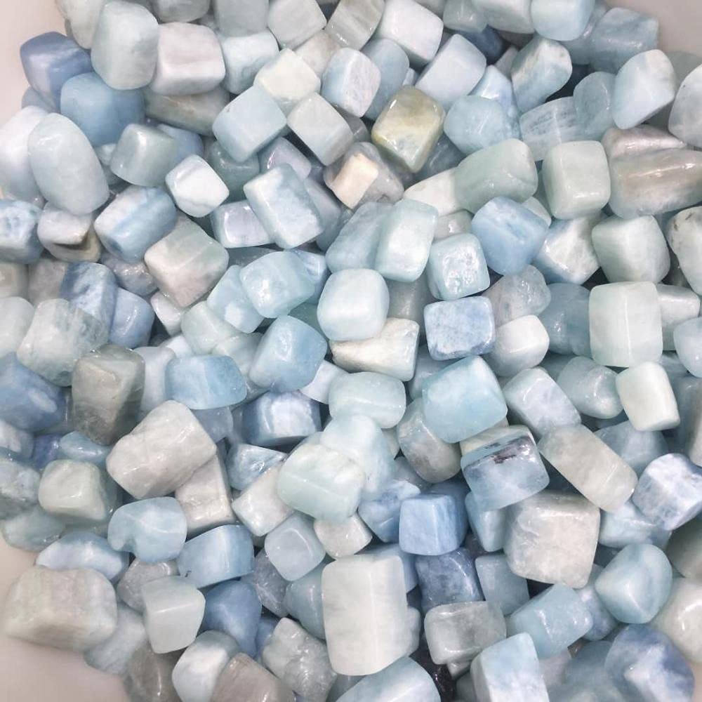 Natürlicher Kristall, rau. Wunderschöner natürlicher Aquamarin-Trommelstein, polierter Blauer Edelstein, rau Voller Textur (Size : 100g)