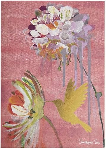 Miniatura 3 de NIQUEA.D Tarjeta en blanco personalizada, dos flores y colibrí (NBL-0003)