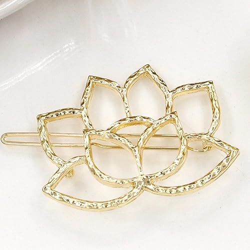 Miniatura 3 de Retro hueco flor de loto aleación horquilla clip de pelo mujeres Headwear accesorios clip de pelo