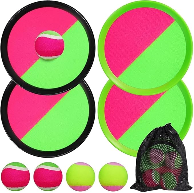 Klettballspiel, Outdoor Spiele für Kinder Wurfspiel, Outdoor Pool Spielzeug Gartenspielzeug, Wurf- und Fangspiel Ballspiel, Draußen Fangballspiel, Klettballspiel für Kinder ab 3 4 5 6