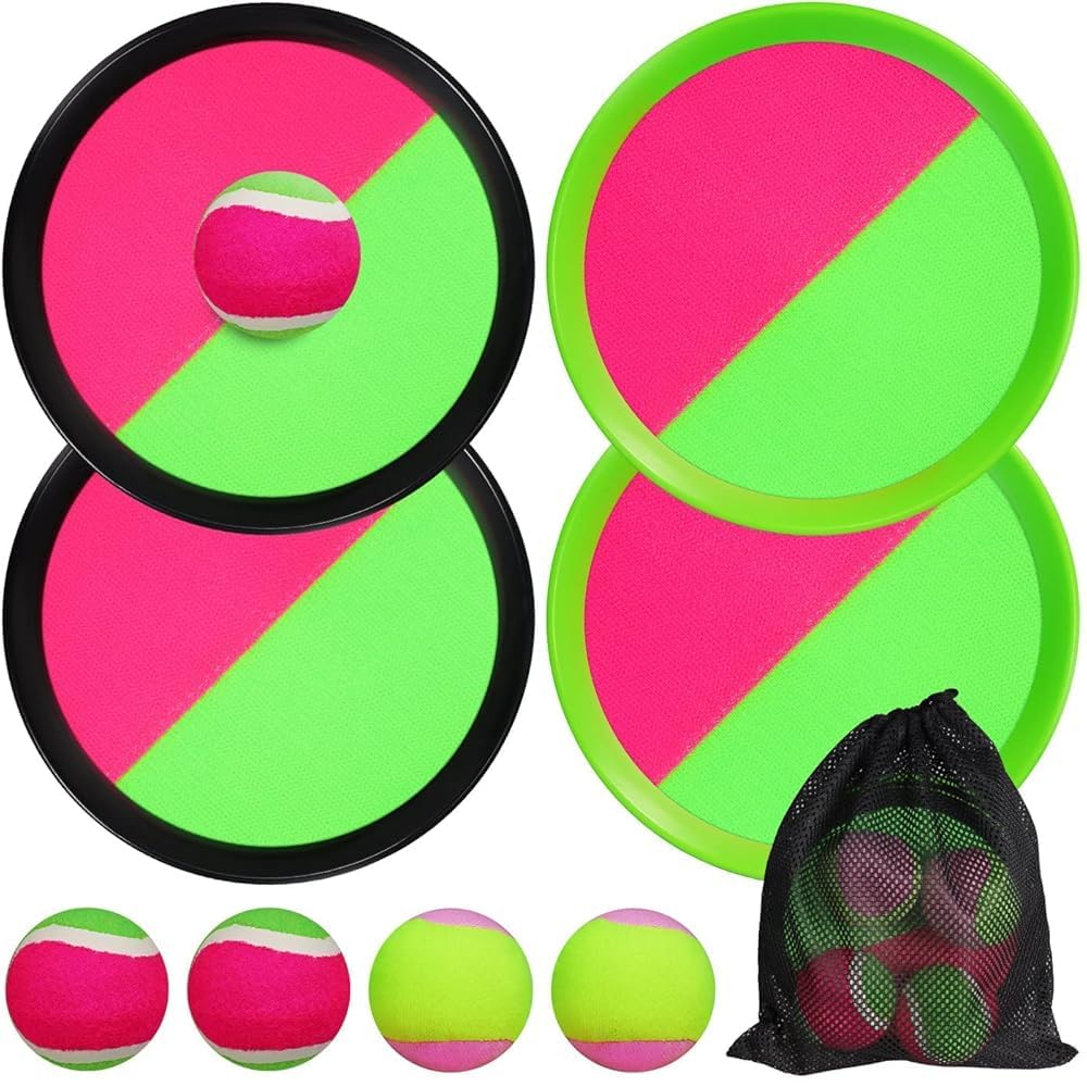 JoiTale Klettballspiel, Outdoor Spiele für Kinder Wurfspiel, Outdoor Pool Spielzeug Gartenspielzeug, Wurf- und Fangspiel Ballspiel, Draußen Fangballspiel, Klettballspiel für Kinder ab 3 4 5 6