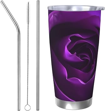20oz Tumbler for Hot & Cold Drinks, Travel Mugs,Purple Rose Insulated Coffee Cup for Boyfriend Brother Husband Gift