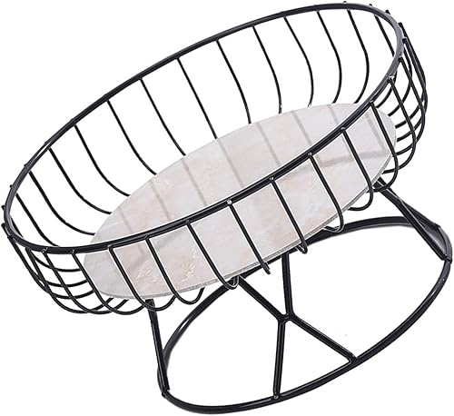 Frutero para encimera, cesta de frutas para encimera de cocina, cesta de frutas, diseño hueco, cuenco de frutas de hierro de pie alto con placa de disponible en Yaxa Colombia