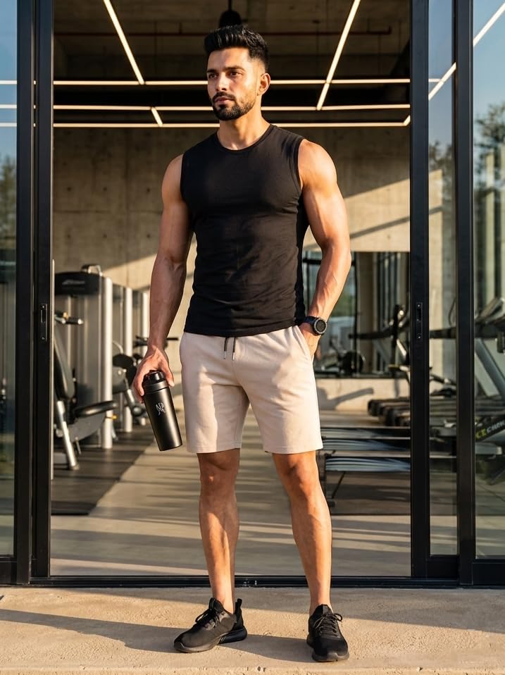 Image of CHKOKKO Gym Sleeveless T Shirt for Men Workout Compression Tanktop Sando Cut Sleeves Tees Gym Vest for Man Athletic Dry Fit for Sports Fitness & Exercise