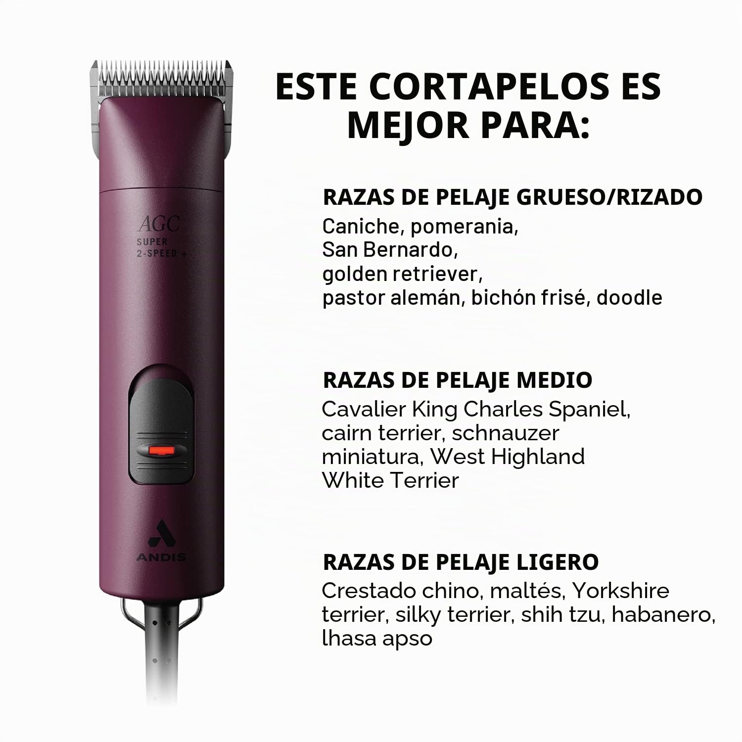 Andis 23375 Professional UltraEdge Super - Cortadora de cuchillas desmontable de 2 velocidades, motor giratorio con carcasa a prueba de roturas, funciona tranquilo y silencioso, cable de 14 pulgadas,