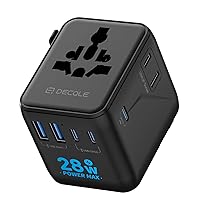 decqle Adattatore Universale da Viaggio, Presa Universale da Viaggio con 3 USB