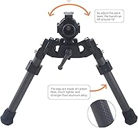 Vista 6 de UUQ - Bípode ajustable de 8 a 12 pulgadas, bípode táctico de fibra de carbono resistente, base de montaje en riel Picatinny/Weaver