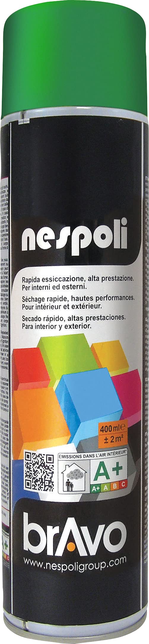 NESPOLI Aérosol peinture professionnelle vert jardin 600 ml, grand