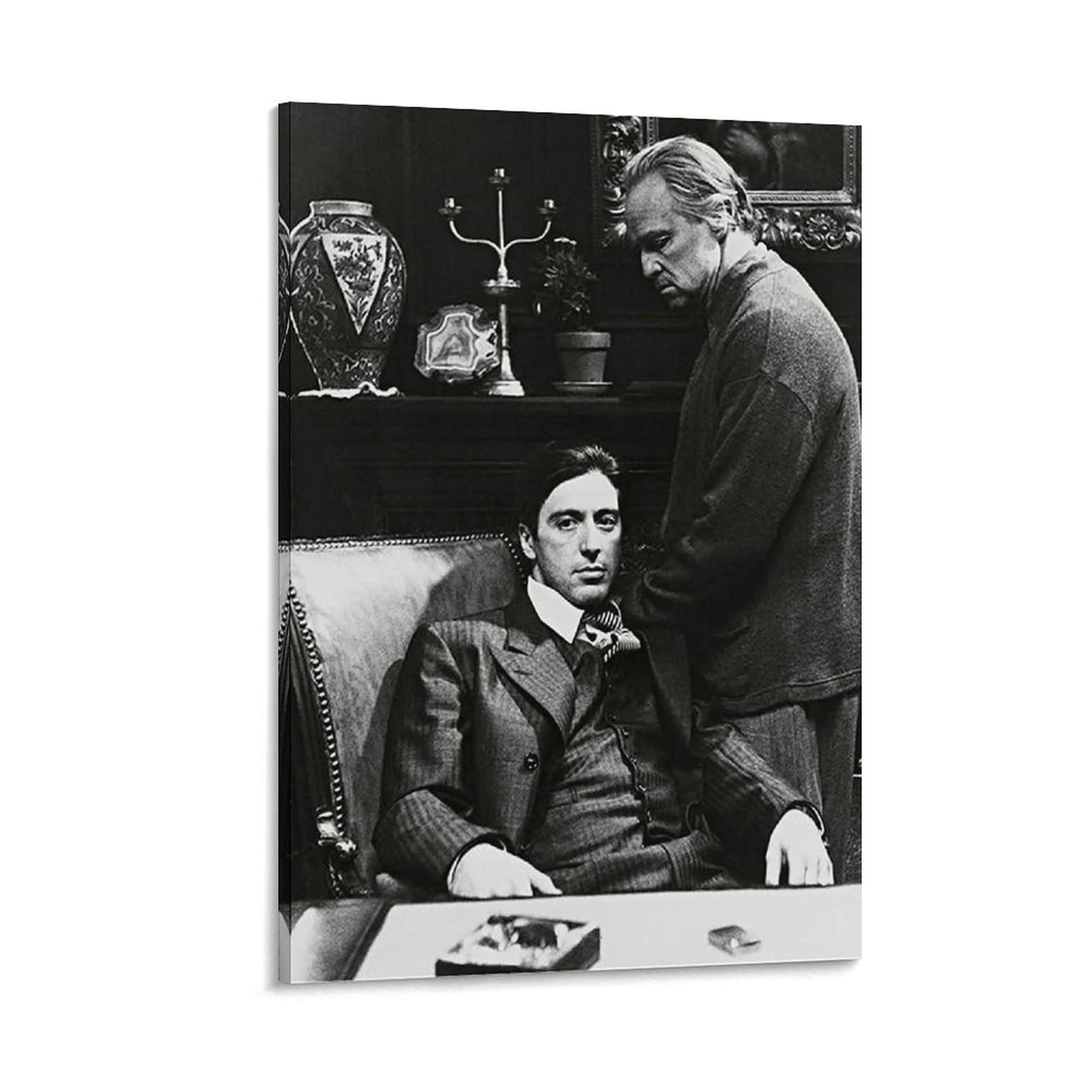Classic Movie Godfather Pacino Marlon Brando Black And White Art Poster Canvas Art Poster And Wall Art Picture Print Modern Family Bedroom Decor Posters 08x12inch(20x30cm)