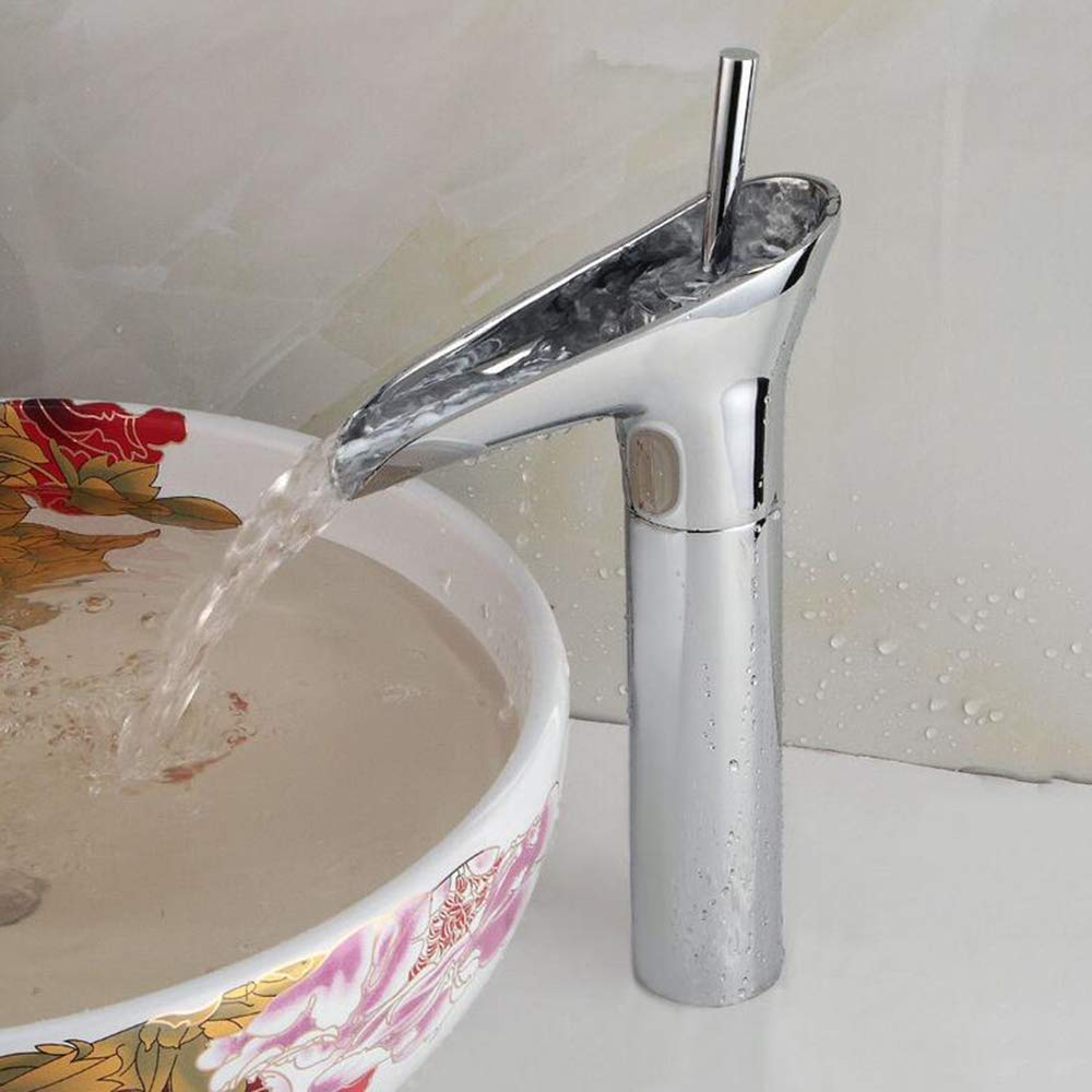 Grifo Monomando Grifo Monomando para Fregadero en Cascada Cromado Grifo Monomando para Lavabo de Baño de Lujo Moderno - Diseño Clásico Tradicional Grifos para Lavabo con Diseño de Copa de Vino