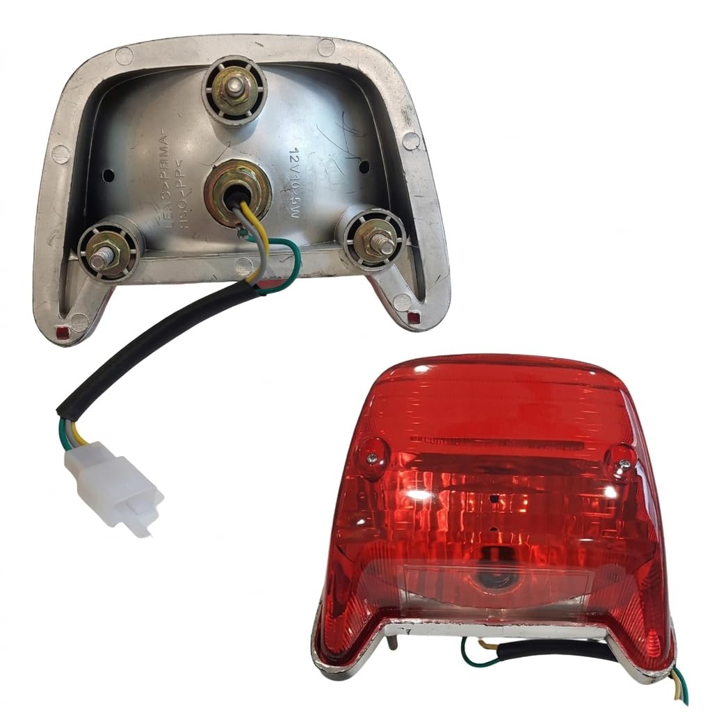 VTRUST Tail Light Assembly Compatible for Bajaj CT-100 | Rear Brake Tail Lamp with Red Lens | OEM Fit Replacement Back Light | Durable & Weather Resistant Bike Tail Light