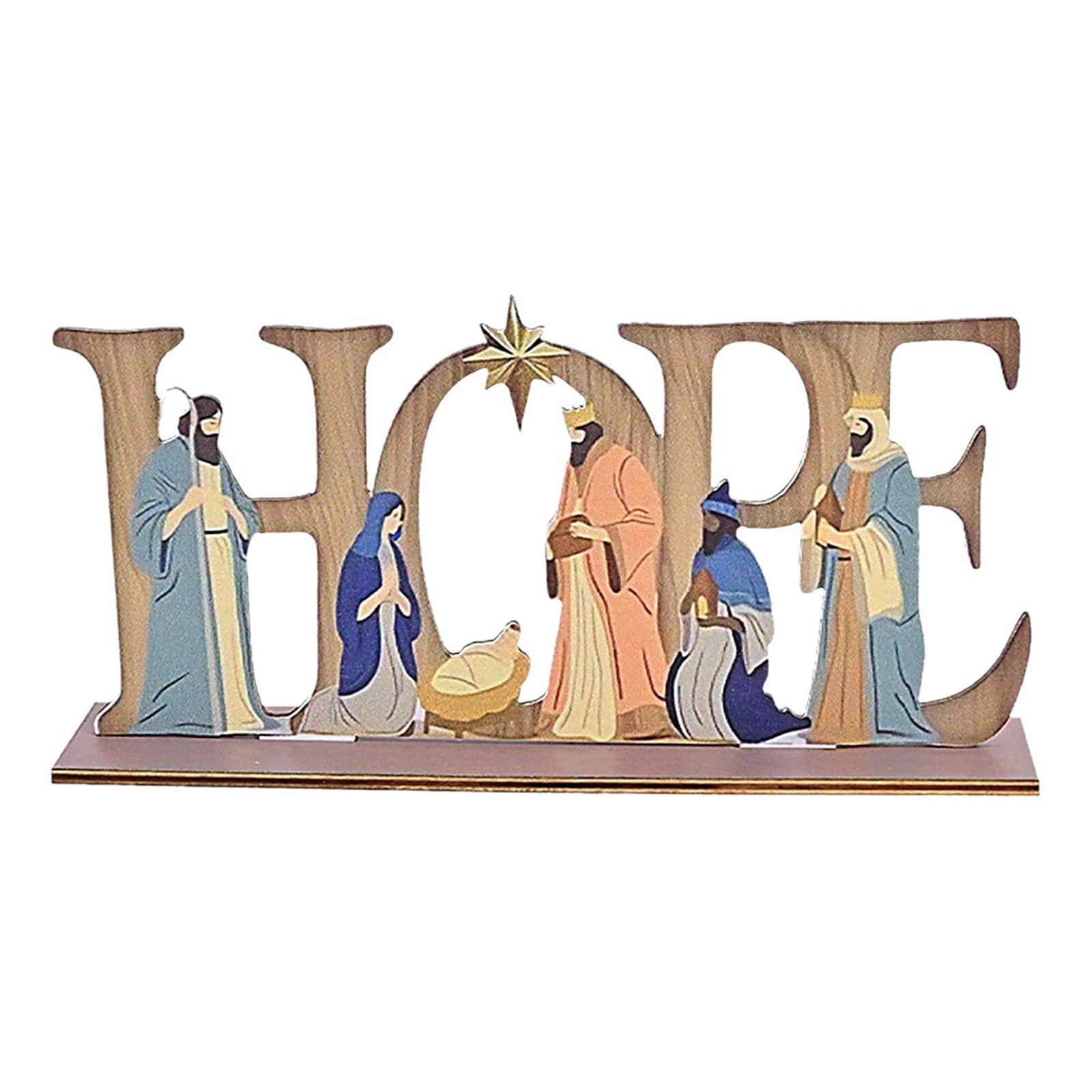 Jazuaiao Wood Nativity Scene Figure Christmas Indoor Scene Figurines for Christmas Decoration and Religious Event Playsets Religious Decors