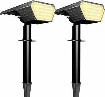 2pack Solar Spot Lights Outdoor,Auto On/Off Solar Lights Outdoor Waterproof IP65,2-in-1 Solar Powered Outdoor Landscape Lighting,Solar Lights for Outside Yard Garden Pathway Warm White [Energy Class A+++]