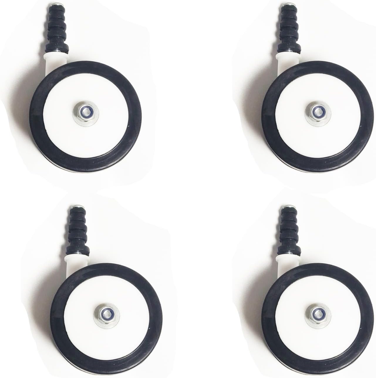 Baby Walker Wheels Replacement Parts, 2'' Plastic Rubber Wheels Casters, Removable, Safe for All Floors,Set of 4 (Black)