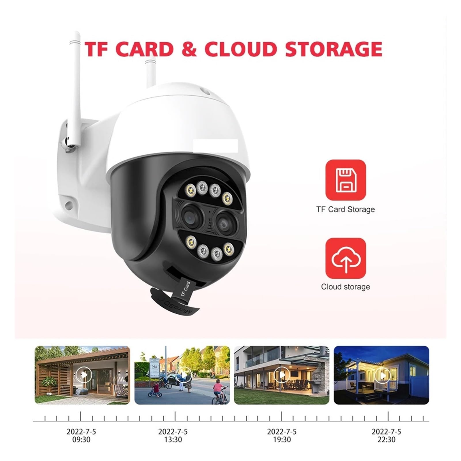 Telecamera WiFi esterna PTZ a doppio obiettivo da 8 MP 4 MP | Caméra IP 8X Zoom Avec Suivi Humain Par IA Et Zoom Automatique Pour La Surveillance De Sécurité(Eu plug,4MP WIFI Add 32GB)