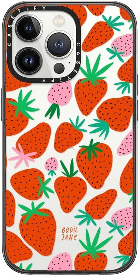 Casetify Compact iPhone 13 Pro Case Strawberries Clear