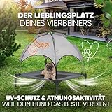 Deuline Hundeliege mit Dach erhöhtes Hundebett Garten Outdoor Haustierliege M-76x61x18/71cm GRAU 520080