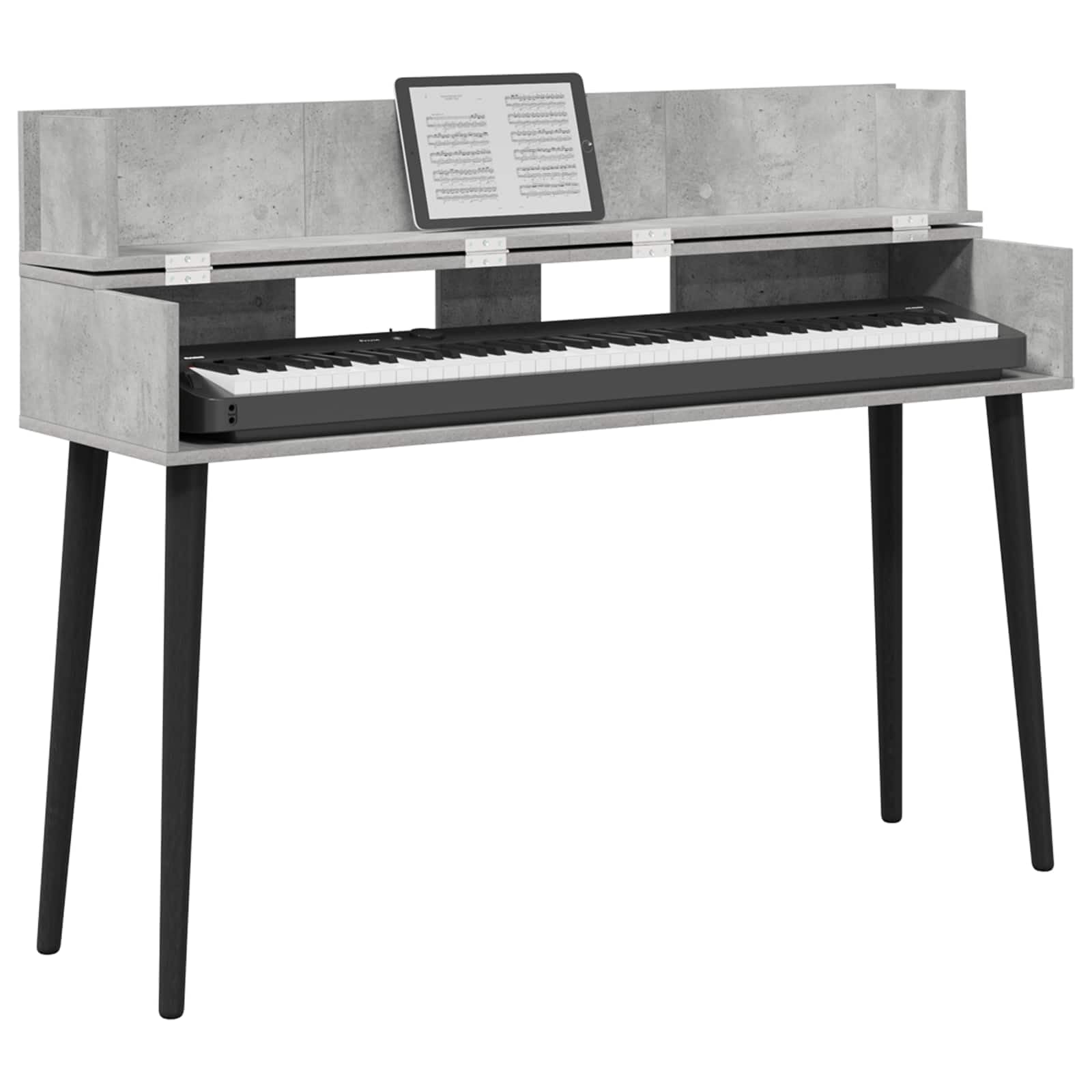 Studiotisch Betongrau 130 x 40 x 19,5 cm Holzwerkstoff Musiktisch