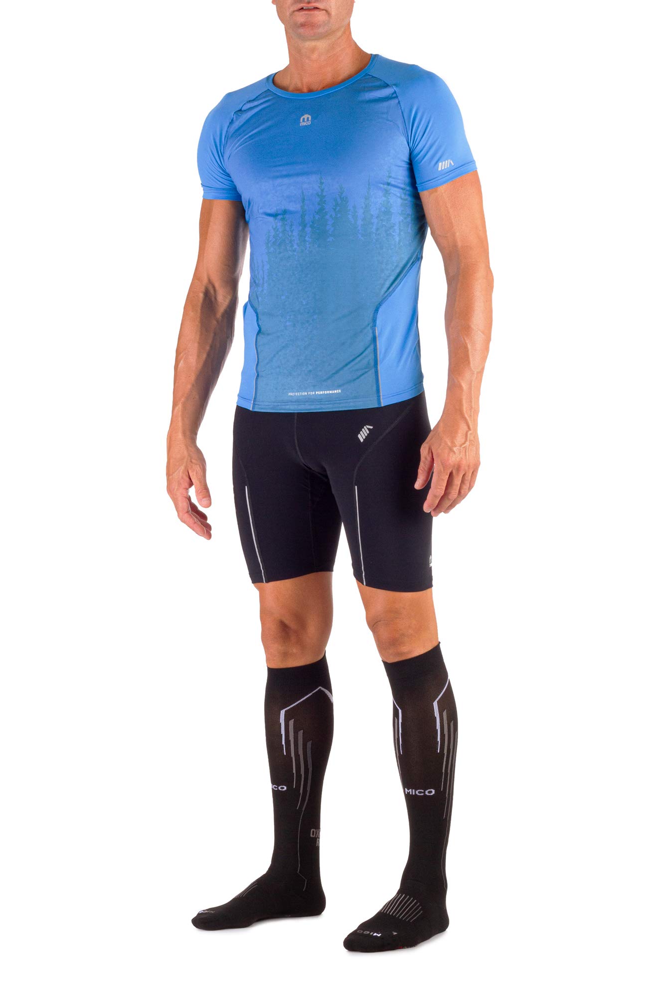 MICO CHAUSETTESS de Course À PIED Longue, en Nylon + Fibre LYCRA, COMPRESSION OXI-JET (+ oxygène + récupération + énergie) 100% Fabriquée en Italie, Pour Homme et Femme