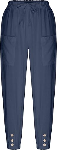 Miniatura 5 de Bozanly Pantalones capri holgados tipo harén para mujer, estilo casual, con bolsillos, para yoga y verano