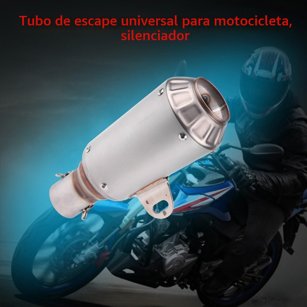 Tubo de escape para motocicleta, silenciador universal, tubo de escape, tubo de cola, punta de acero inoxidable para la mayoría de las motocicletas con modelos de 51 mm de diámetro(Titanio)