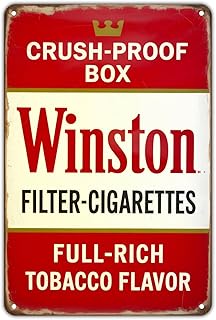 Winston Cigarettes Tobacco Ad tin sign Vintage Smoker Bar Metal Sign Print Aesthetic for Garden Yard Bar Porch Home Bedroom Kitchen Wall Decor Decor Gift 8 x 12 inch