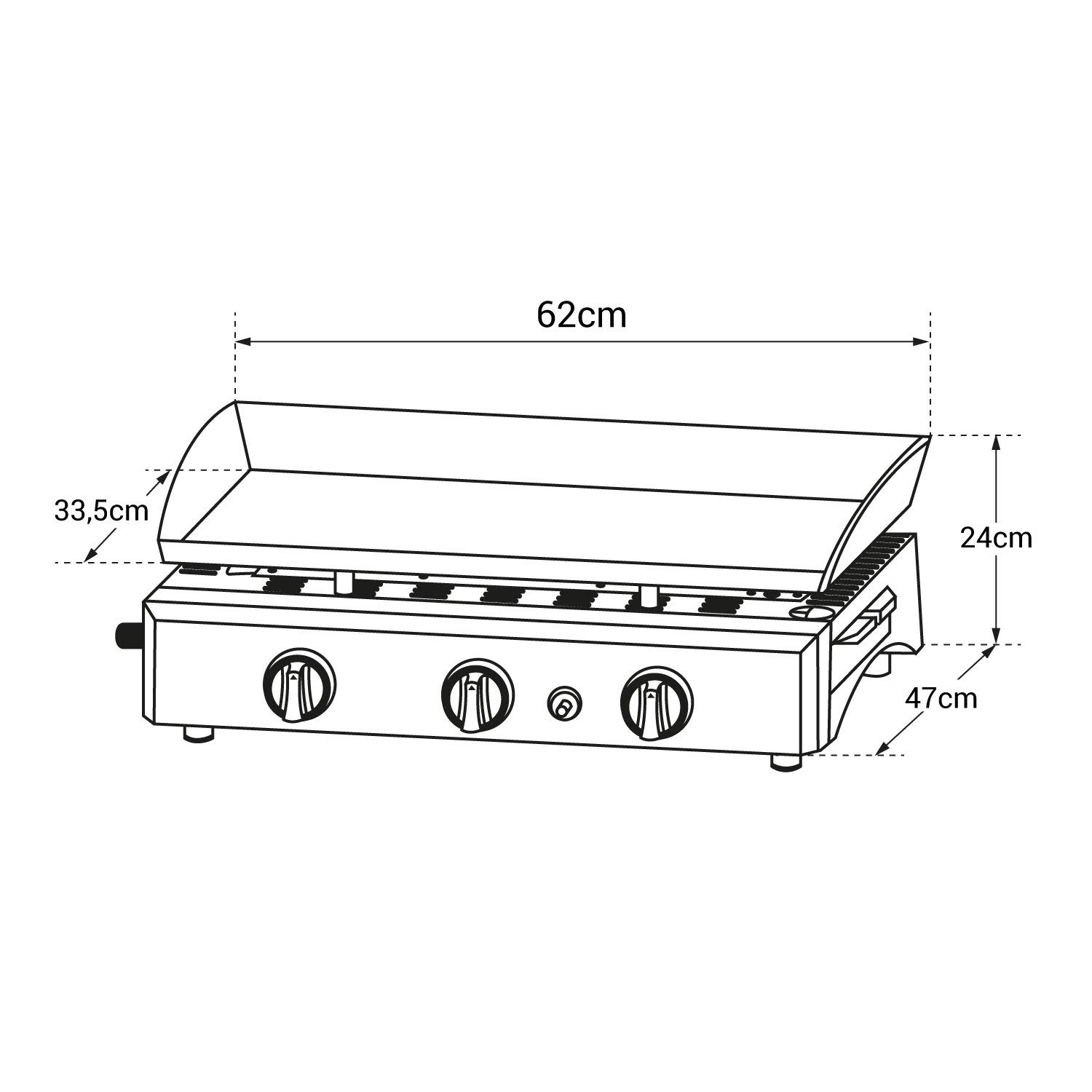 Happy Garden Plancha au gaz SÉVILLE - 3 brûleurs 7,5kW