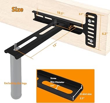 2Pcs Headboard Brackets, Universal Headboard Brackets for Metal Bed Frame Adjustable Headboard Wall Mounting Bracket with Footboard Extension Kit Fit Many Size Beds