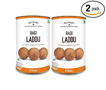 RESHIMS Natural Authentic Eating Healthy Ragi Laddu | Contains Cow-Ghee And Jaggery | No Flavours Or Preservatives Added |Foil Wrapped For Greater Freshness - 480 Gm - image, photos
