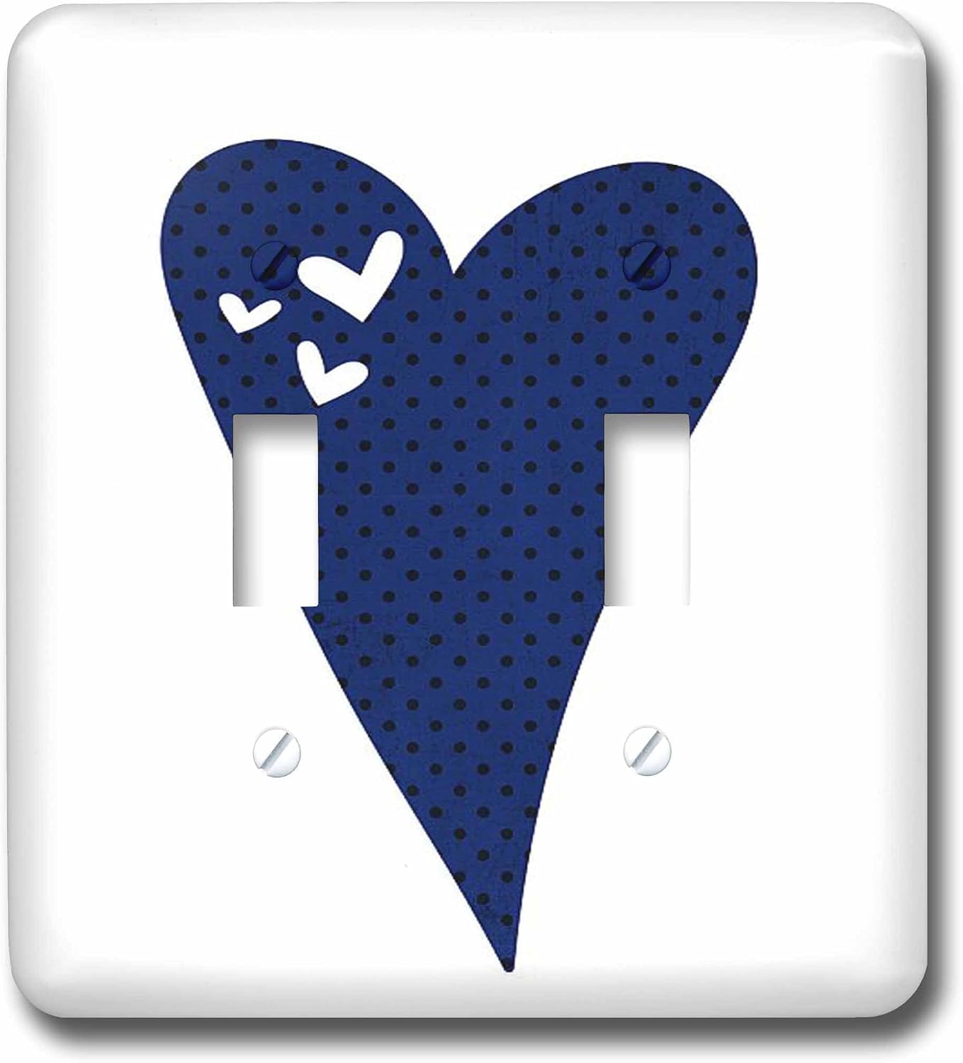 3dRose lsp_167776_1 Cute Whimsical Blue and Black Polka Dot Heart Light Switch Cover image 5