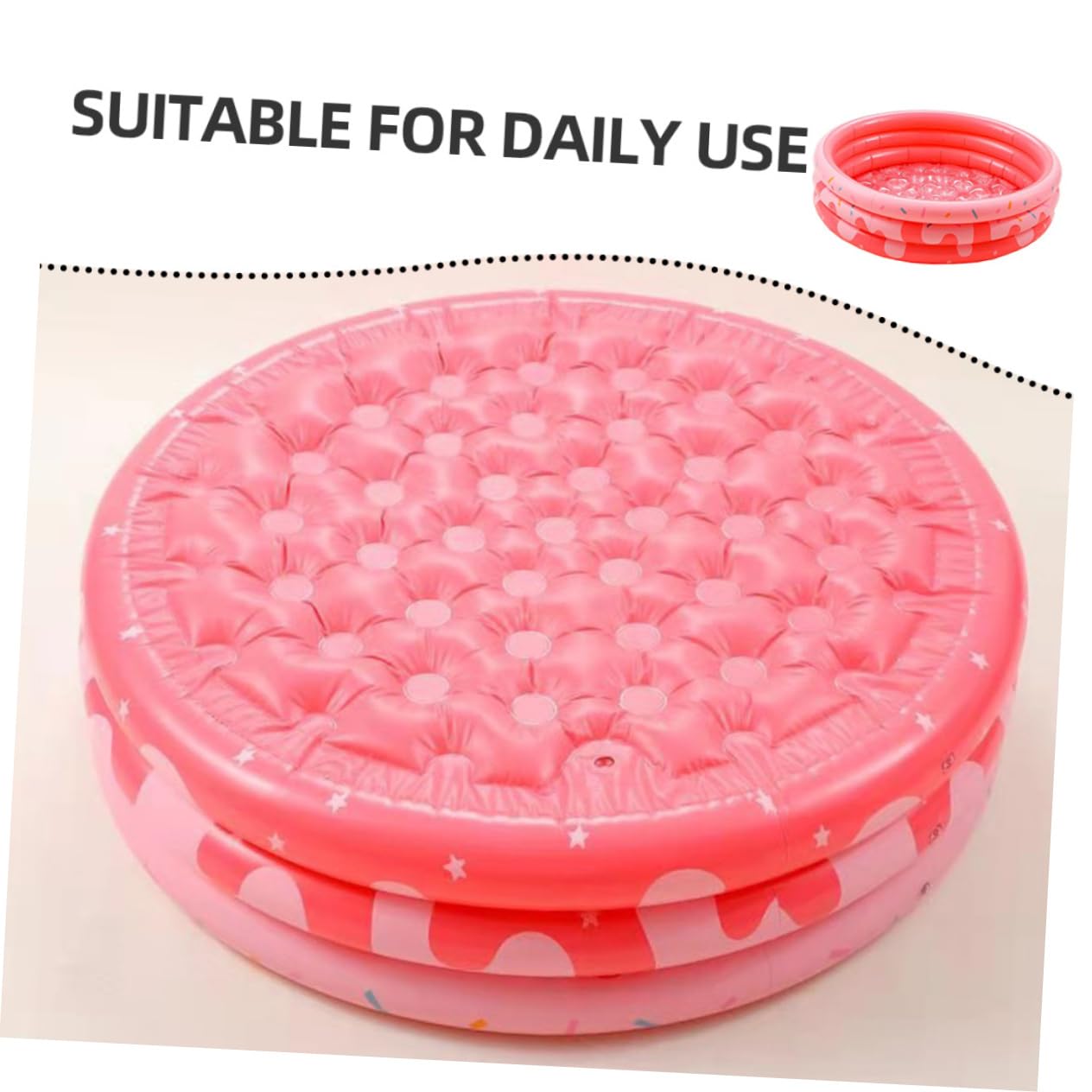 Pataugeoire Gonflable Ronde pour Garçon et Filles et Bébé, PVC Épais, Rose