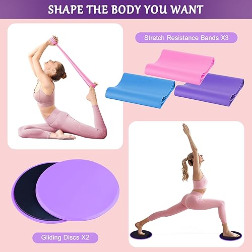 Miniatura 5 de Kit de equipo de pilates para mujer, kit de pilates para el hogar con anillo de pilates de 15 pulgadas, juego de anillos de pilates de entrenamiento