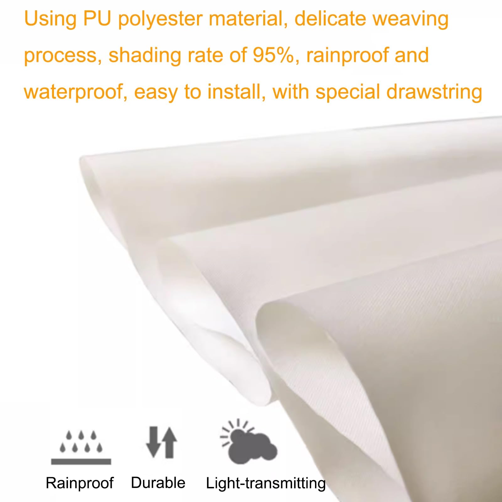 LYGBAOFUL Vela Parasole Rettangolare per Esterni, tettoia per da Sole, Tela Cerata Rinforzata, Copertura per Patio con Fibbia di Tipo D, Protezione UV, 2 x 4,5 m, Vela Parasole Impermeabile