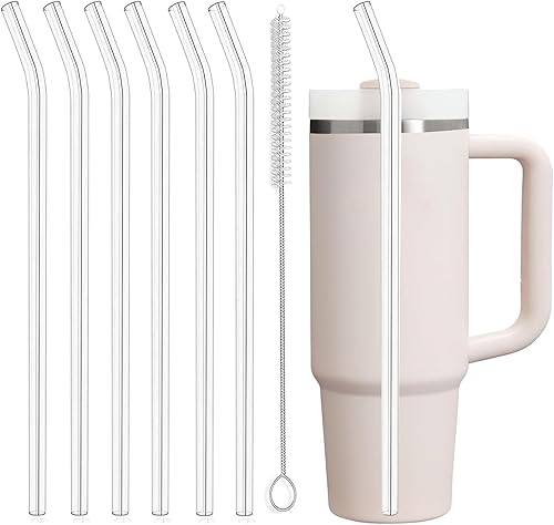 Vista 9 de 6-Pack Replacement Clear Straws for Stanley 20oz 14oz Tumbler, Plastic Reusable Straws for Yeti 30oz 25 oz 26 oz 20 oz Tumbler, Food Grade Tritan