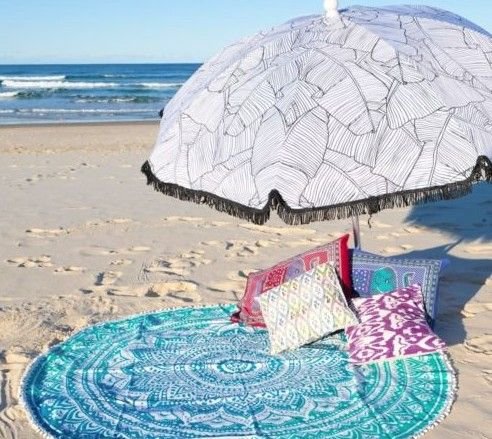 Hippie Mandala Spiaggia Copriletto Coperta Indiano Stuoia Yoga Rotondo Telo Da - Foto 5