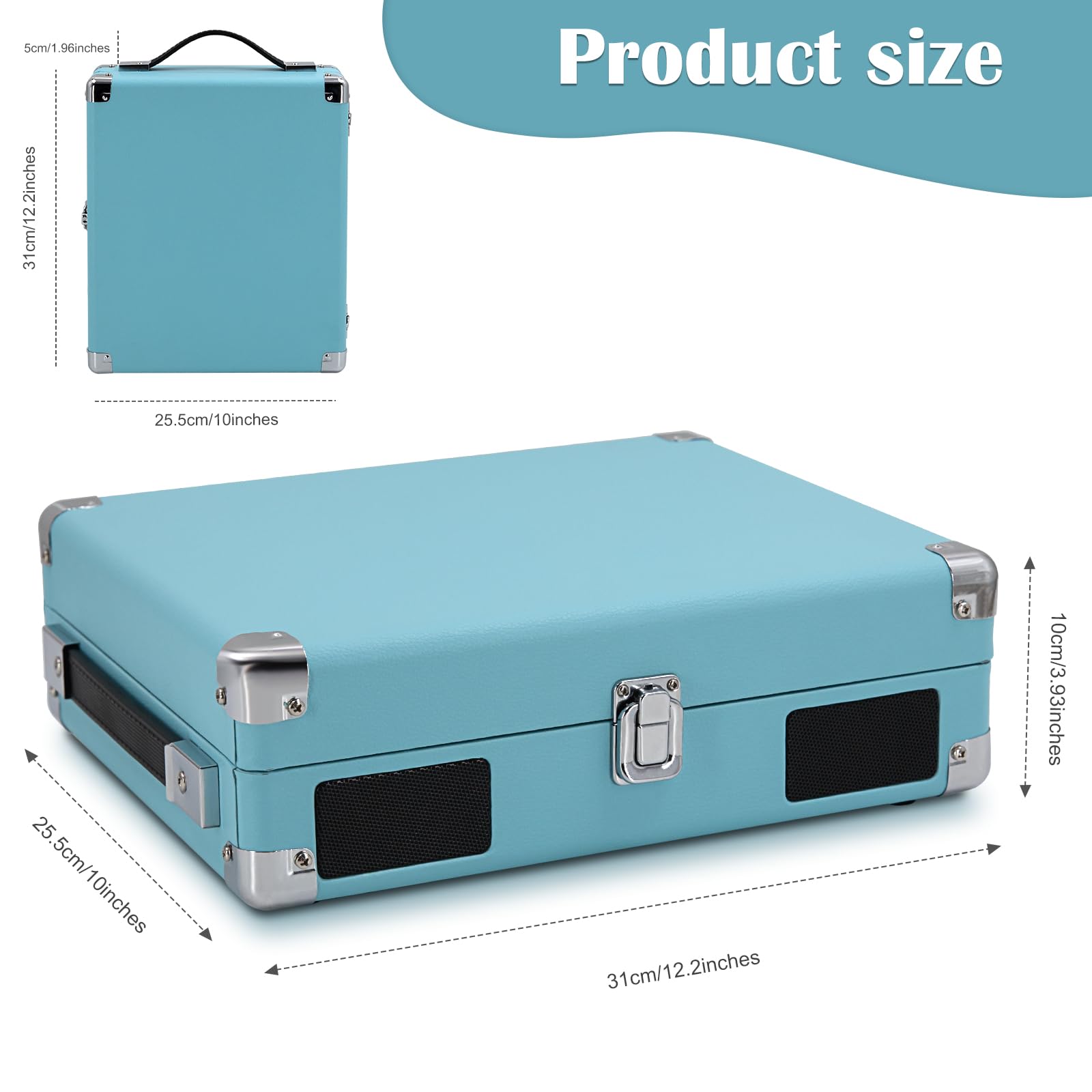 Amazon.com: LP&No.1 Vinyl Record Player Suitcase Vinyl Player,Blue