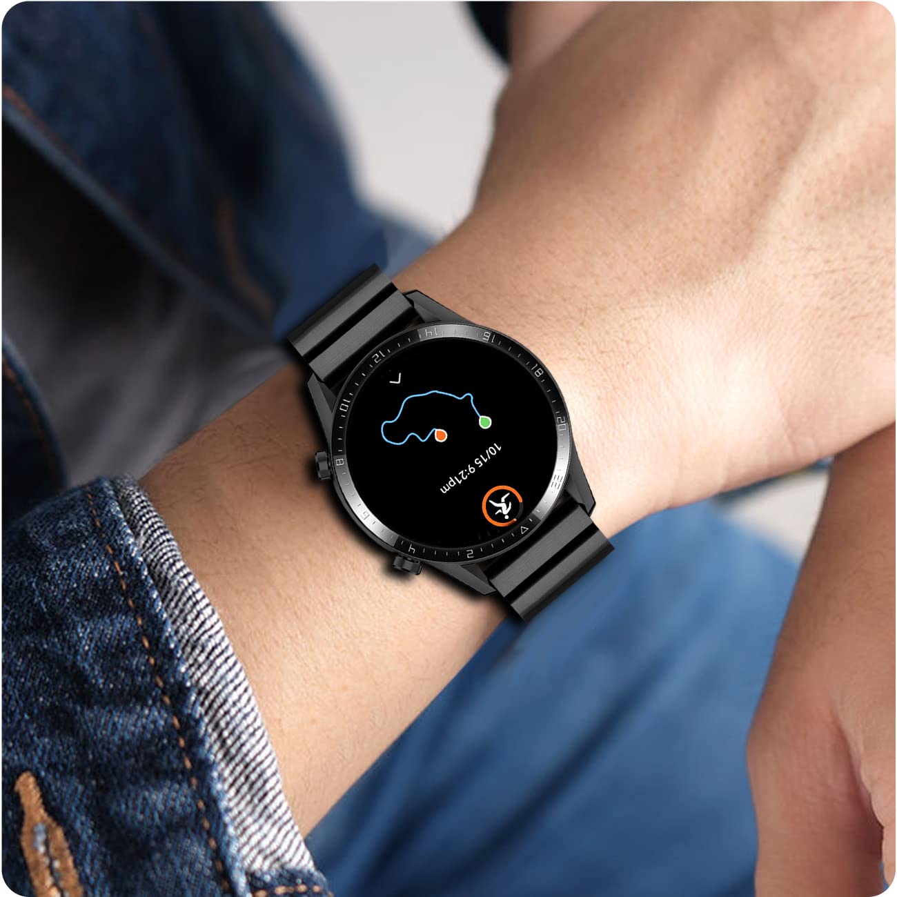 Bracelet de montre fin solide en acier inoxydable brossé mat à libération rapide pour homme et femme 18 mm boucle pliable noire