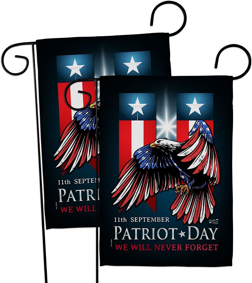 Patriot Day 911 Burlap Garden Flags Pack Patriotic World Planet Peace Environment Awareness United State American USA Applique Small Decorative Gift Yard House Banner Double-Sided US Made 13 X 18.5