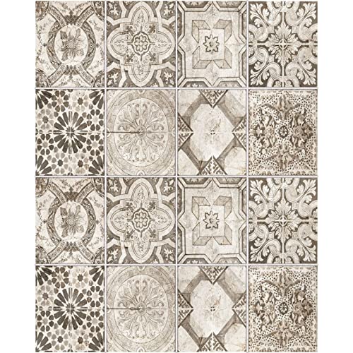 FoLIESEN Lot de 16 autocollants pour carrelage de salle de bain, cuisine, salle de bain - Motif patchwork vintage - 20 x 25 cm Cover