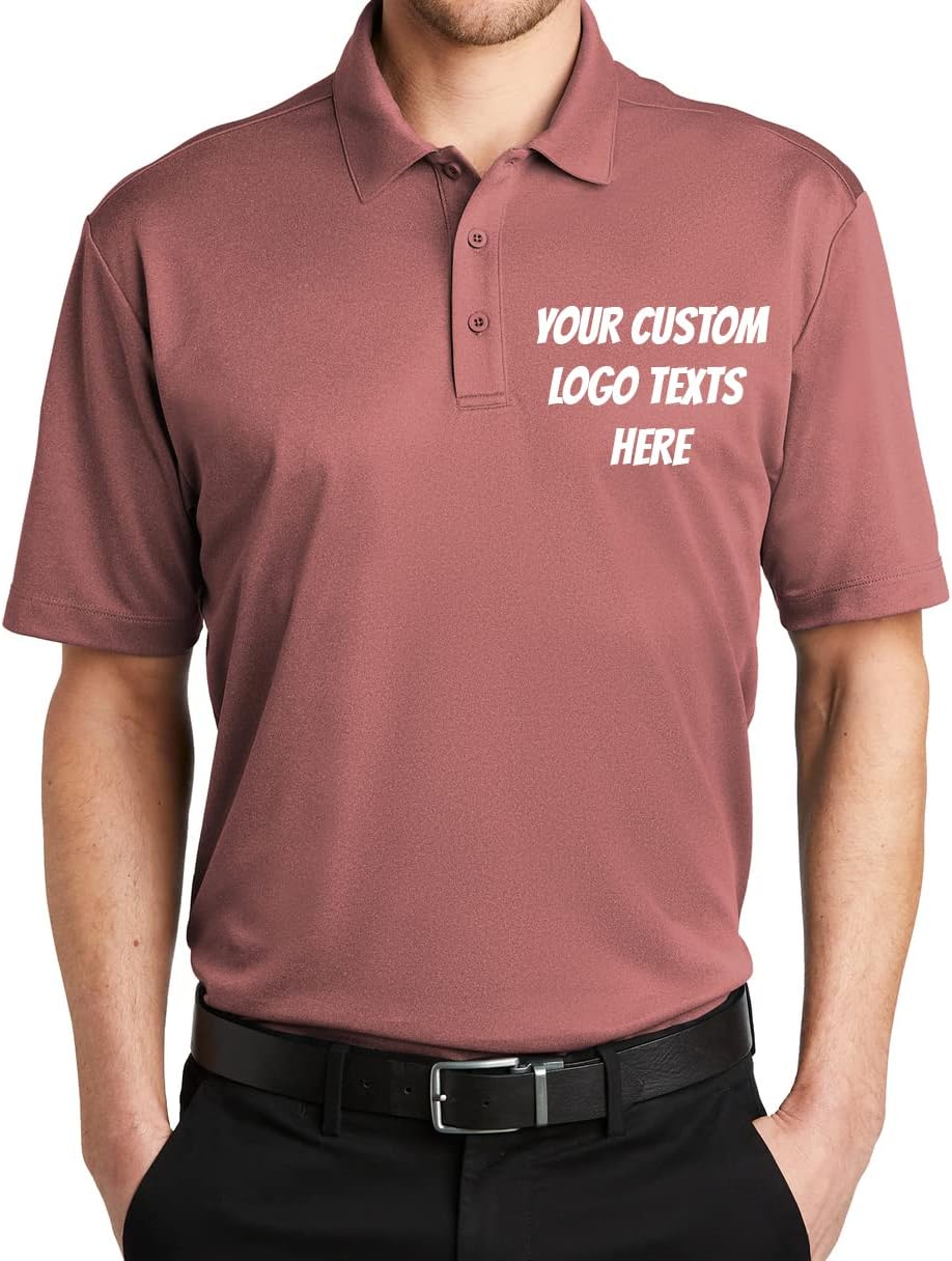 INK STITCH Men K542 Custom Design Your Own Logo Text Embroidery Silk Touch Heather Performance Polo Shirts