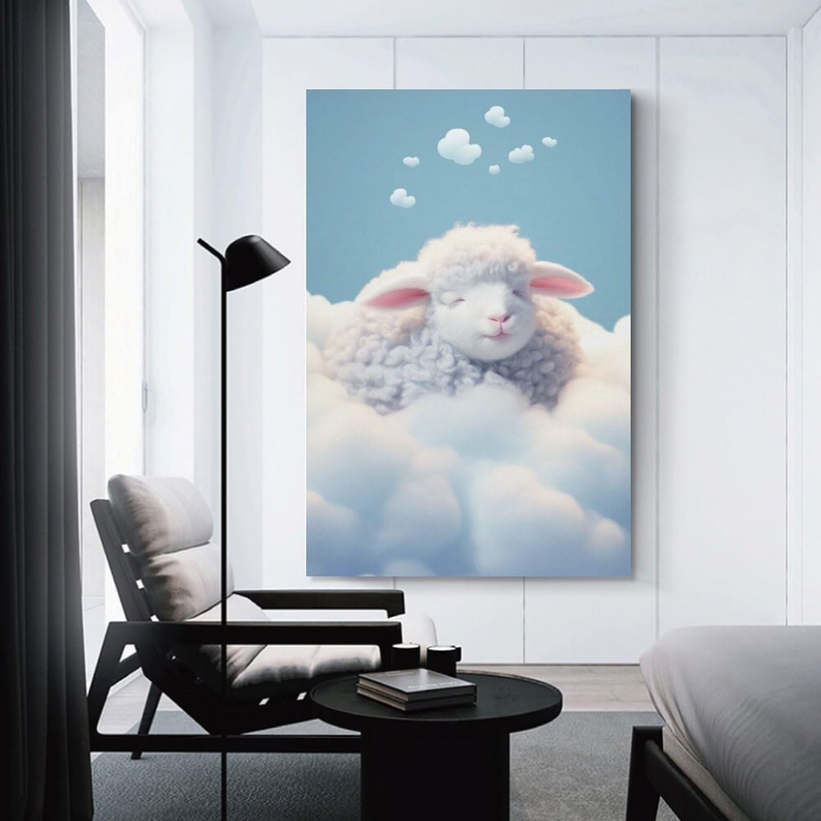 Junmoney Wall Art Print Sheep Sleep, 24x36inch(60x90cm), for Living Room, Bedroom Or Apartment Walls, Modern Wall Decor for Cosy Interiors
