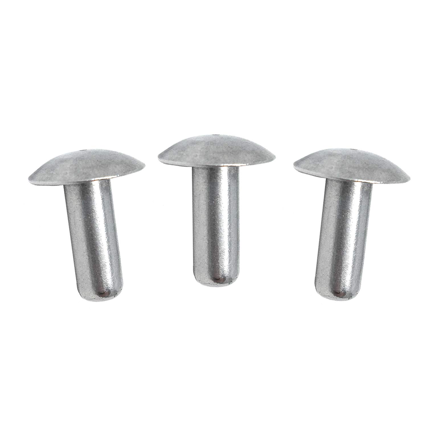 Metal Magery 3/16 Diameter X 1/2 Length Solid Aluminum Brazier Head Rivet, Pack of 100