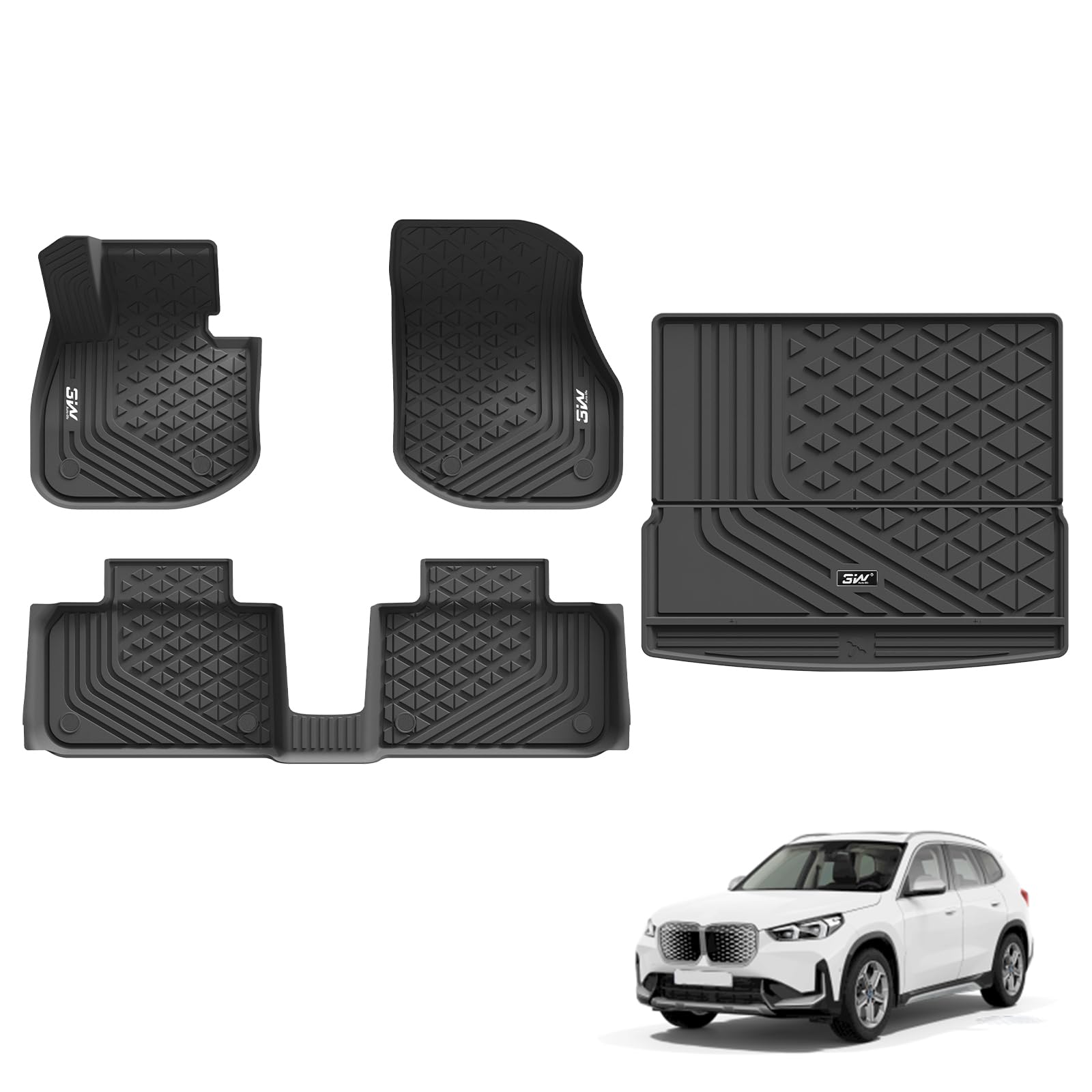 3W für BMW iX1 U11 BEV 2022-2026 Fußmatten & Kofferraumwanne | Für X1 xDrive25e Benzin-Hybrid | TPE Thorex™ Allwetter | 3D Maßgeschneiderte Passform | Hundefreundlich Zubehör | Wasserdicht