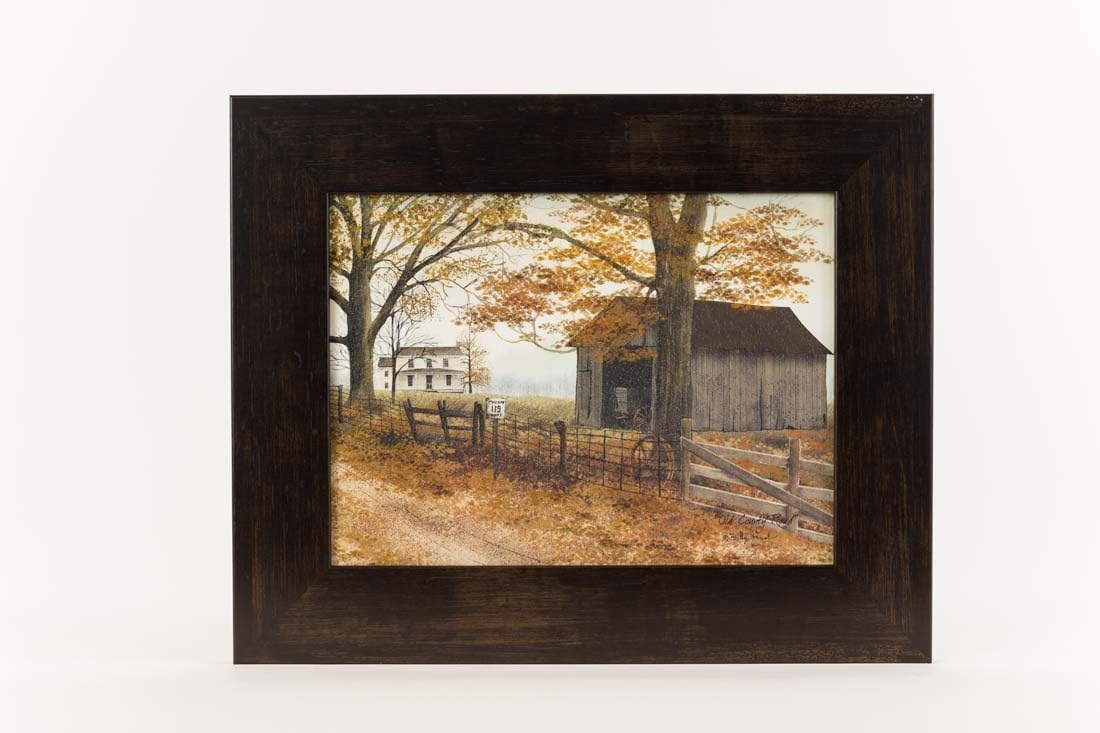 Old County Road Primitive Country Billy Jacobs Framed Art Decor 13x16"