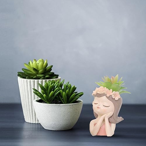 Miniatura 5 de Molde de silicona para maceta, molde de maceta de cabeza de niña 3D, molde de maceta de silicona, arcilla de hormigón, moldes de resina para