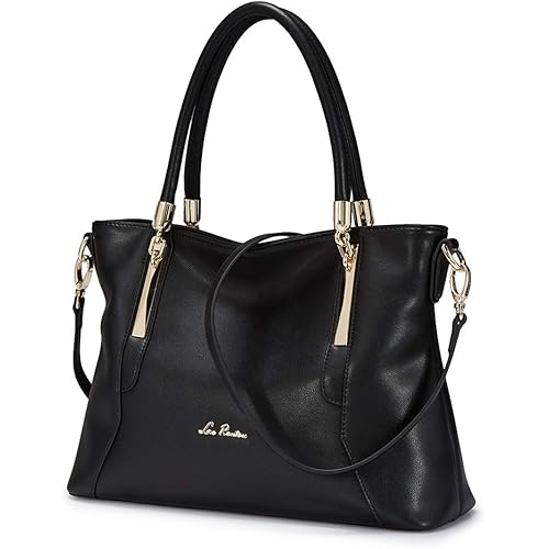 LAORENTOU Cow Leather Tote Handbags for Women Pocketbooks Top-handle Bags Ladies Medium-sized Zipper Purses